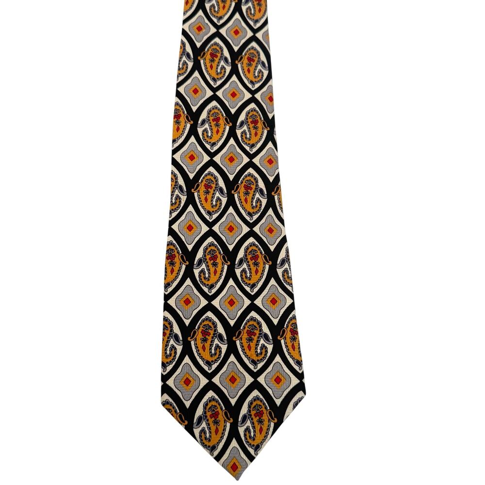 Daniel de Fasson 100% Silk Handmade Tie Geometric Paisley Abstract Designer